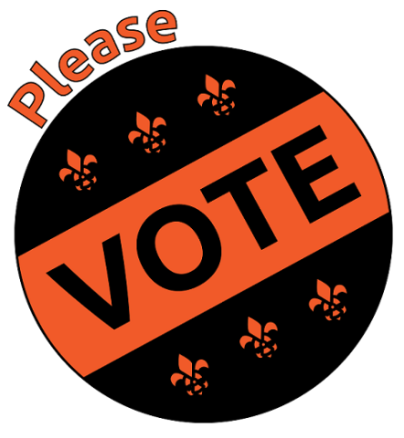 Round button with Arch Reactor Logos that reads "Please Vote"