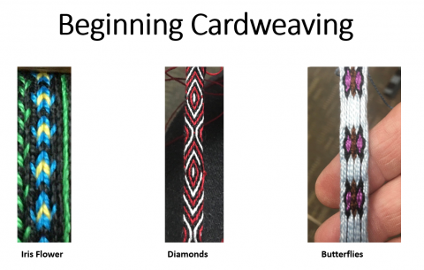Iris, Diamonds, and Butterfly Cardweaving samples