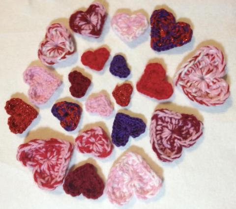 Picture of several hearts in assorted sizes and colors