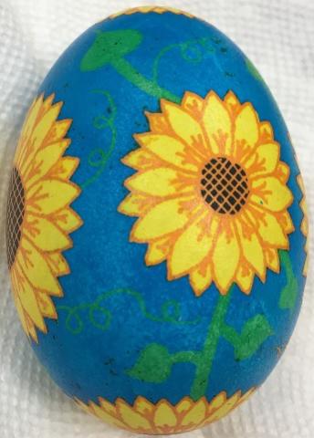 Goose Egg Decorated with Sunflowers